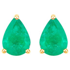 Zambian Emerald Stud Earrings 1.2 Carats 14K Yellow Gold