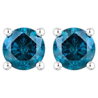 Blue Diamond Earrings 0.66 Carats 14K White Gold