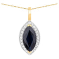 Blue Sapphire Pendant With Diamonds 2.26 Carats 10K Yellow Gold