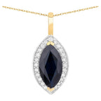 Blue Sapphire Pendant With Diamonds 2.26 Carats 10K Yellow Gold
