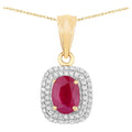 Ruby Pendant With Diamonds 1.68 Carats 14K Yellow Gold