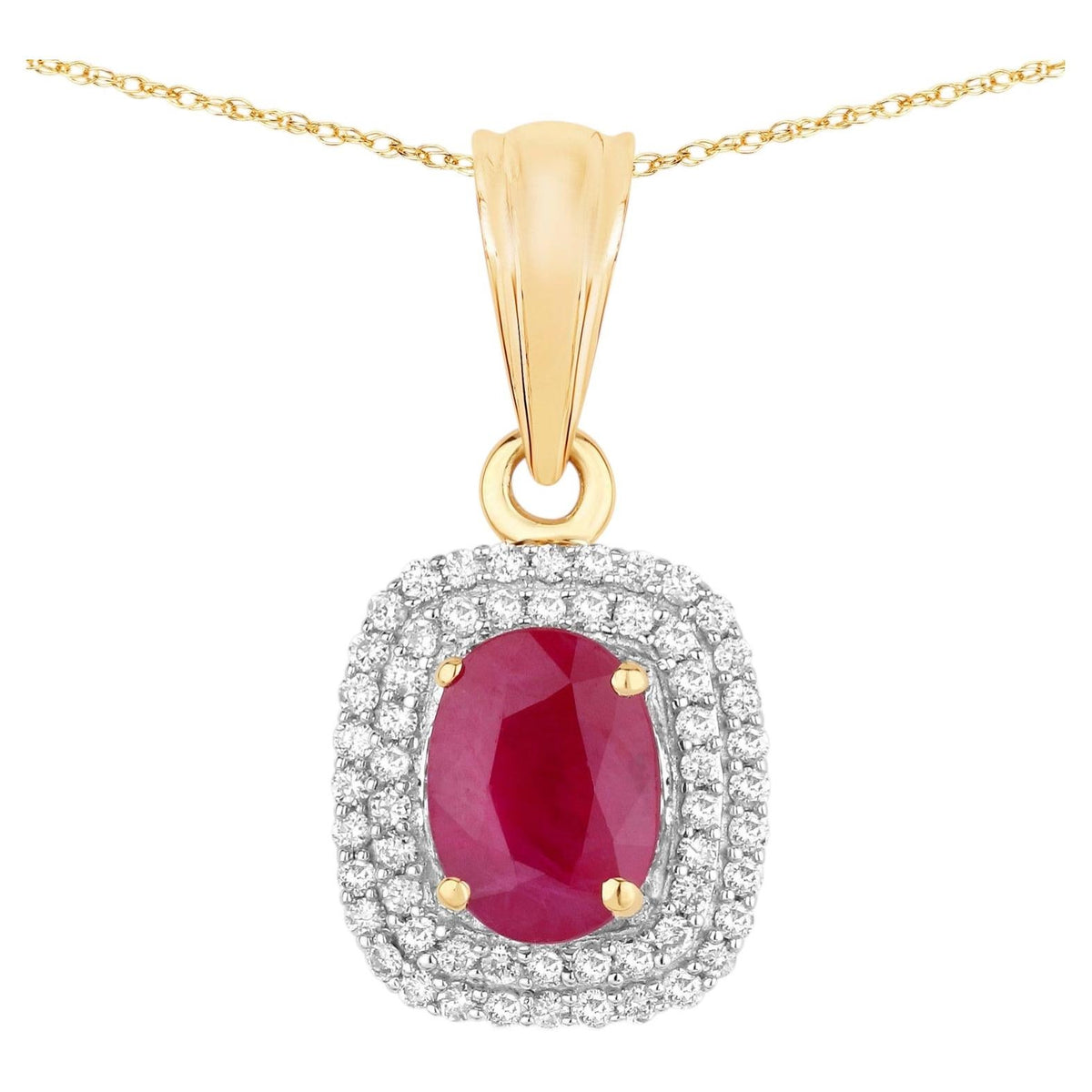 Ruby Pendant With Diamonds 1.68 Carats 14K Yellow Gold