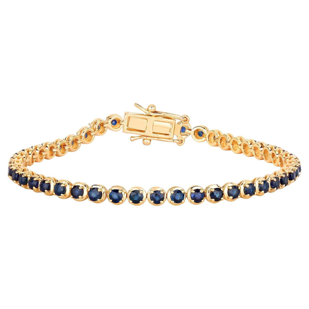 Natural Blue Sapphire Bracelet 3.12 Carats 14K Yellow Gold