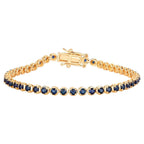 Natural Blue Sapphire Bracelet 3.12 Carats 14K Yellow Gold