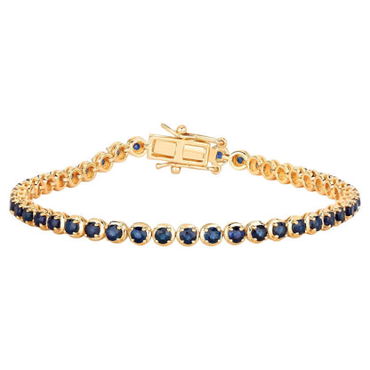Natural Blue Sapphire Bracelet 3.12 Carats 14K Yellow Gold