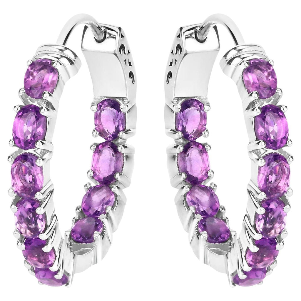 Amethyst Earrings 3.18 Carats Sterling Silver