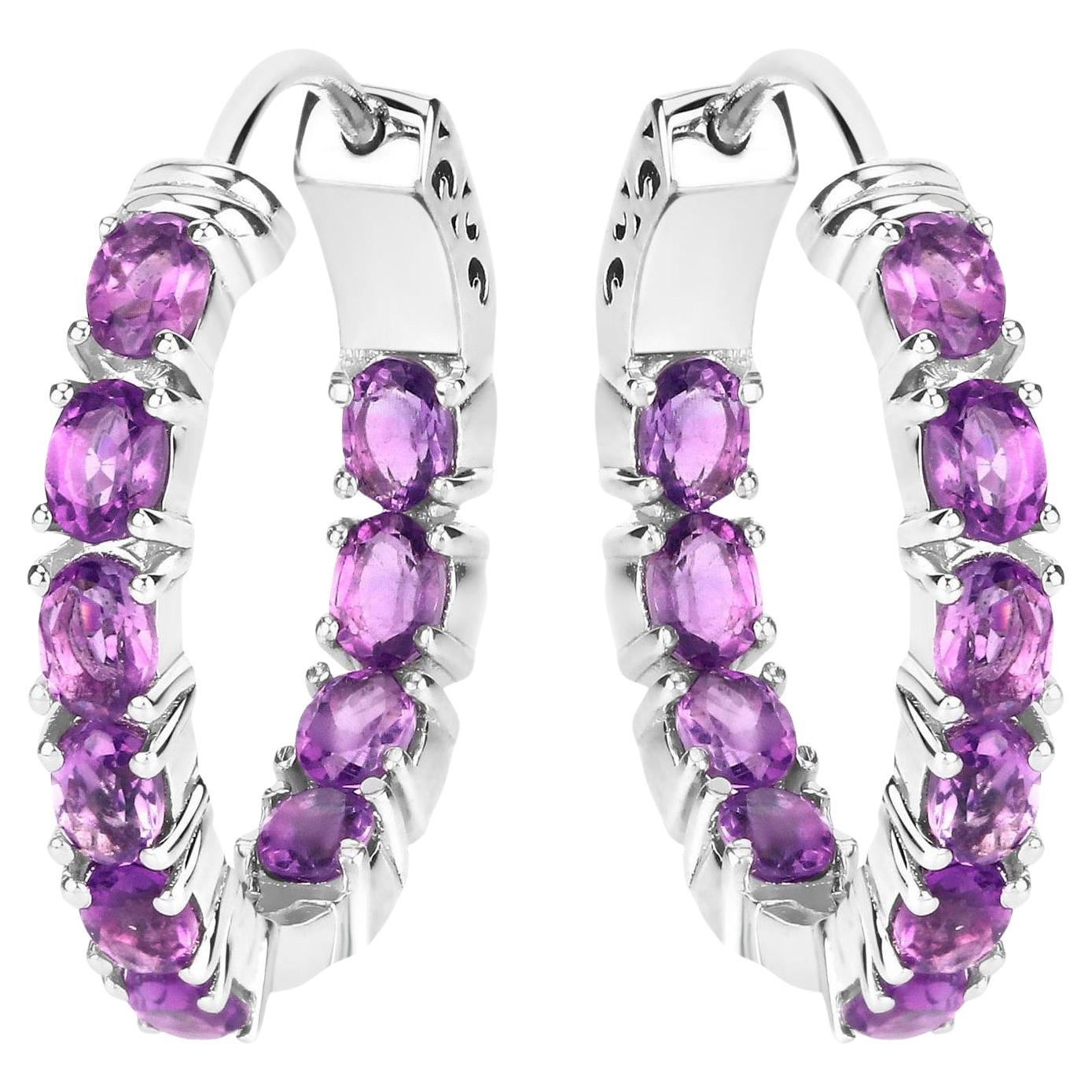 Amethyst Earrings 3.18 Carats Sterling Silver