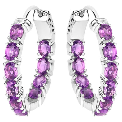 Amethyst Earrings 3.18 Carats Sterling Silver
