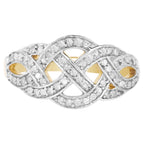 Diamond Knot Ring 0.24 Carats Gold Plated Silver