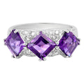 Amethyst Ring With White Topaz 3.06 Carats Sterling Silver