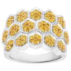 Yellow Diamond Ring 0.74 Carats Sterling Silver
