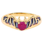 Ruby Bat Ring 0.32 Carats Gold Plated Silver
