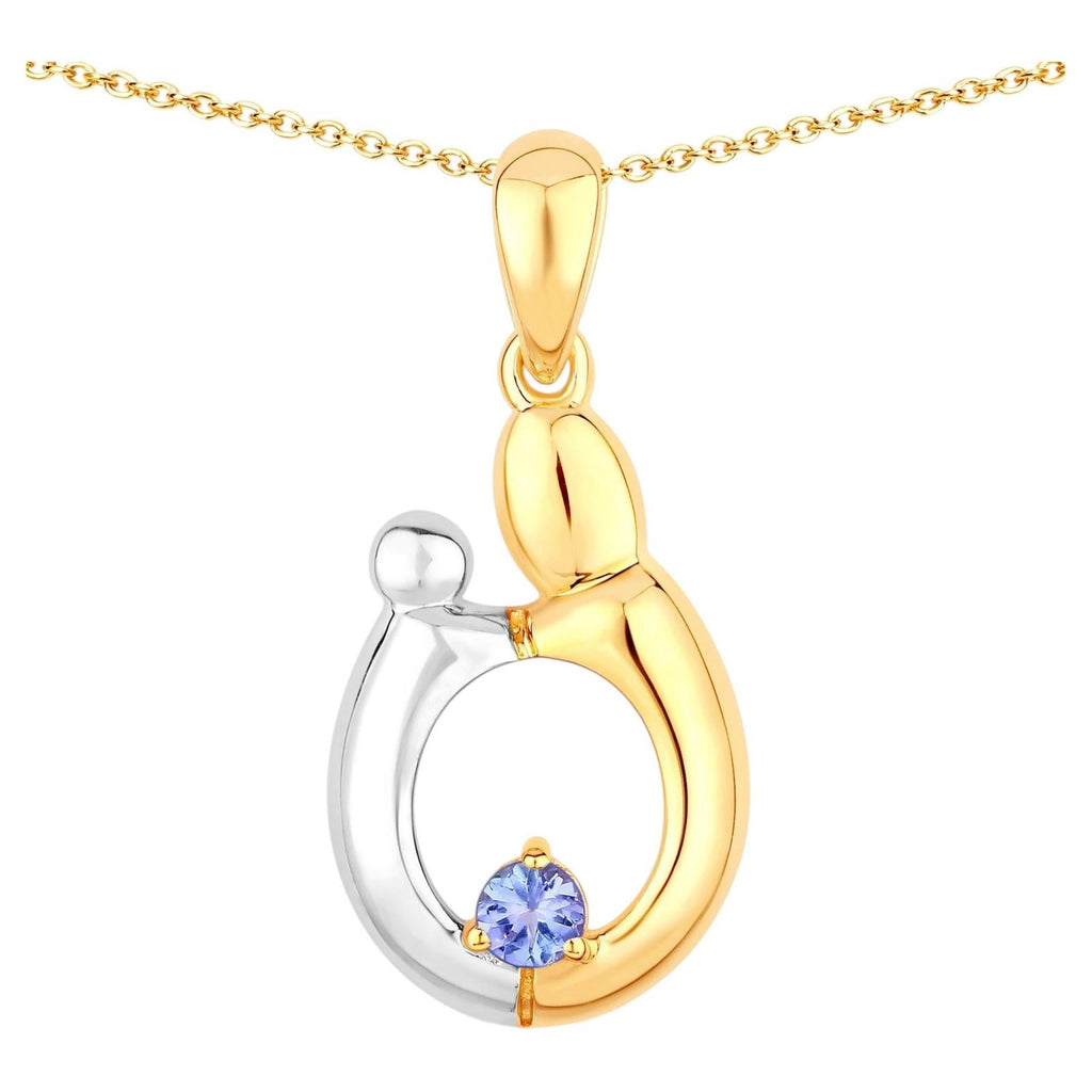 Tanzanite Mom Pendant 0.18 Carats Gold Plated Silver