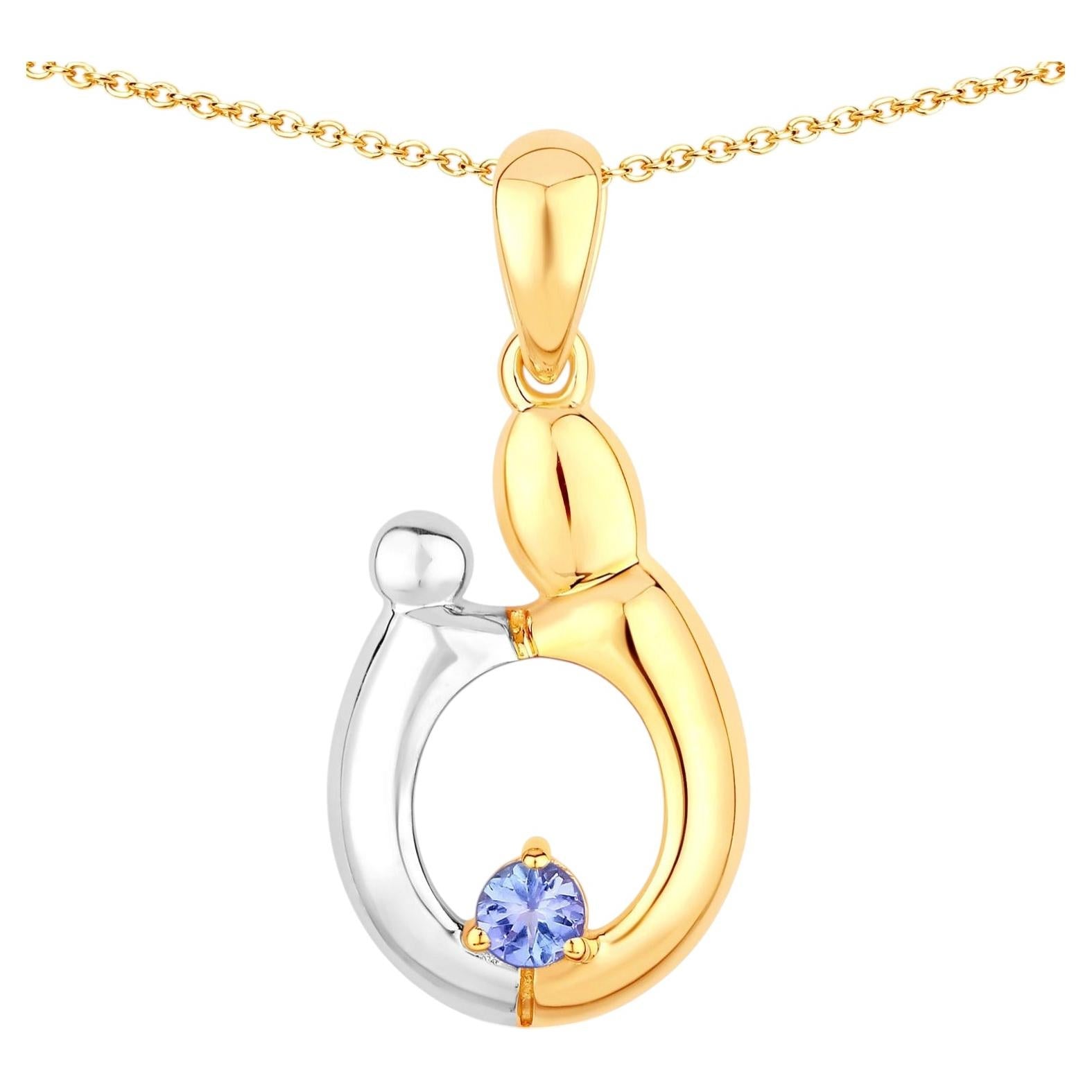 Tanzanite Mom Pendant 0.18 Carats Gold Plated Silver