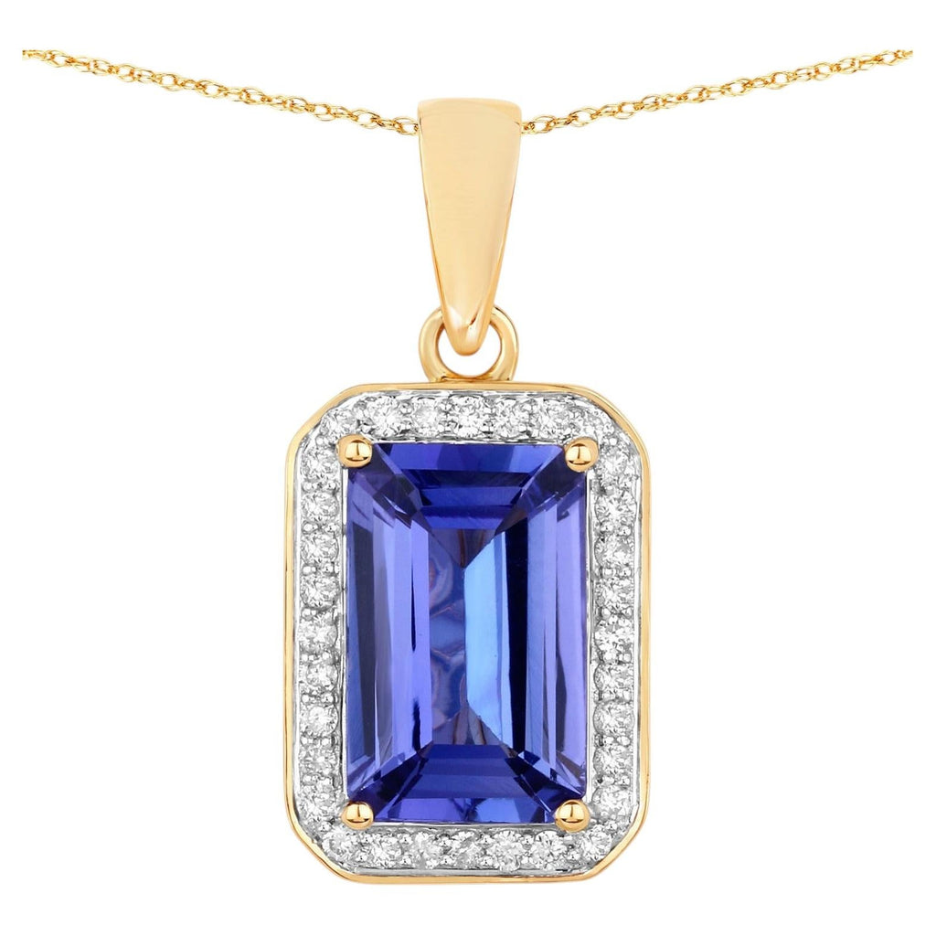 Tanzanite Pendant With Diamonds 2.12 Carats 14K Yellow Gold