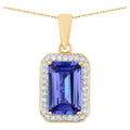 Tanzanite Pendant With Diamonds 2.12 Carats 14K Yellow Gold