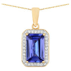 Tanzanite Pendant With Diamonds 2.12 Carats 14K Yellow Gold