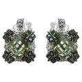 Green Amethyst Earrings With White Sapphire 2.86 Carats Sterling Silver