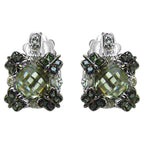 Green Amethyst Earrings With White Sapphire 2.86 Carats Sterling Silver