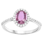 Pink Sapphire Ring With Diamonds 1.3 Carats 14K White Gold
