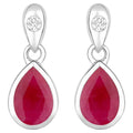 Ruby Earrings Diamonds 1.64 Carats 10K White Gold