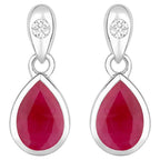 Ruby Earrings Diamonds 1.64 Carats 10K White Gold