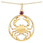 Ruby Cancer Pendant 0.32 Carats Gold Plated Silver