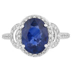 Blue Sapphire Ring With Diamonds 2.96 Carats 18K White Gold