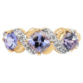 Tanzanite Ring With White Topaz 1.16 Carats Gold Plated Silver