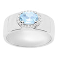 Blue Topaz Ring With White Topaz 1.04 Carats Sterling Silver
