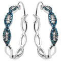 Blue Diamond Earrings With White Diamonds 0.46 Carats Sterling Silver