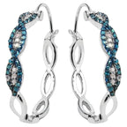 Blue Diamond Earrings With White Diamonds 0.46 Carats Sterling Silver