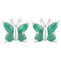 Emerald Butterfly Stud Earrings 0.84 Carats Sterling Silver