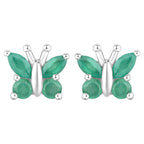Emerald Butterfly Stud Earrings 0.84 Carats Sterling Silver