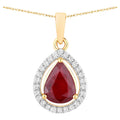 Ruby Pendant With Diamonds 1.58 Carats 14K Yellow Gold