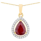 Ruby Pendant With Diamonds 1.58 Carats 14K Yellow Gold