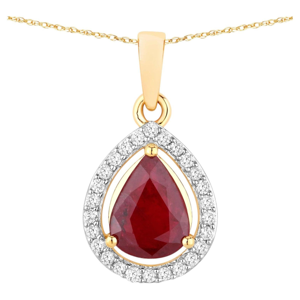 Ruby Pendant With Diamonds 1.58 Carats 14K Yellow Gold