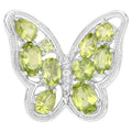 Peridot Butterfly Ring With White Topaz 4.47 Carats Sterling Silver