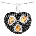 Citrine Heart Pendant With Black Spinel 3.16 Carats Sterling Silver