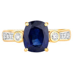 Blue Sapphire Ring With Diamonds 2.96 Carats 18K Yellow Gold