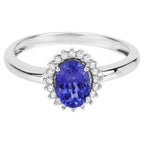 Tanzanite Ring With Diamonds 0.84 Carats 14K White Gold