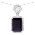 Amethyst Pendant With White Zircon 7.32 Carats Sterling Silver