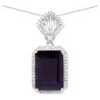 Amethyst Pendant With White Zircon 7.32 Carats Sterling Silver