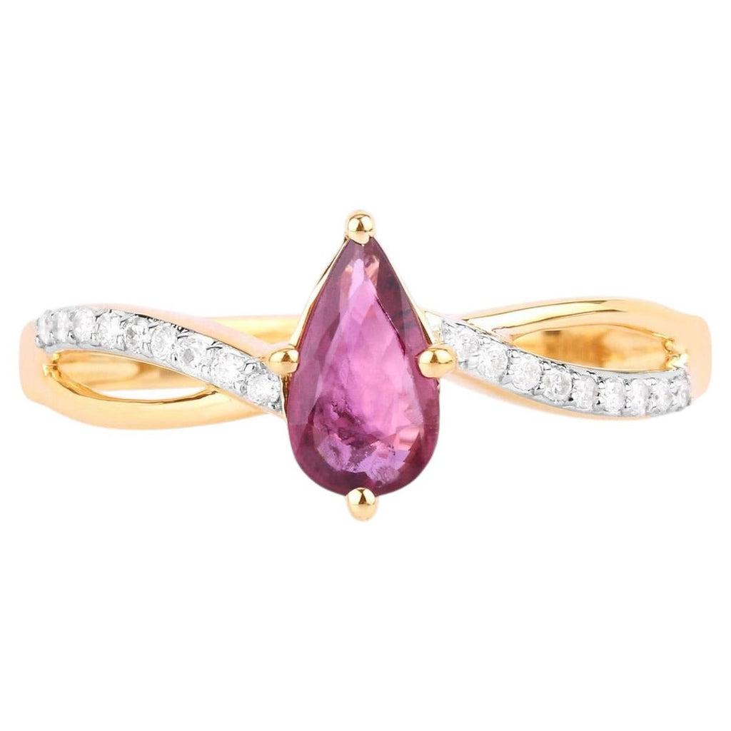 Ruby Ring With Diamonds 0.48 Carats 14K Yellow Gold