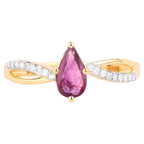 Ruby Ring With Diamonds 0.48 Carats 14K Yellow Gold
