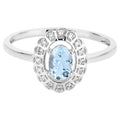 Aquamarine Ring With Diamonds 0.4 Carats 14K White Gold