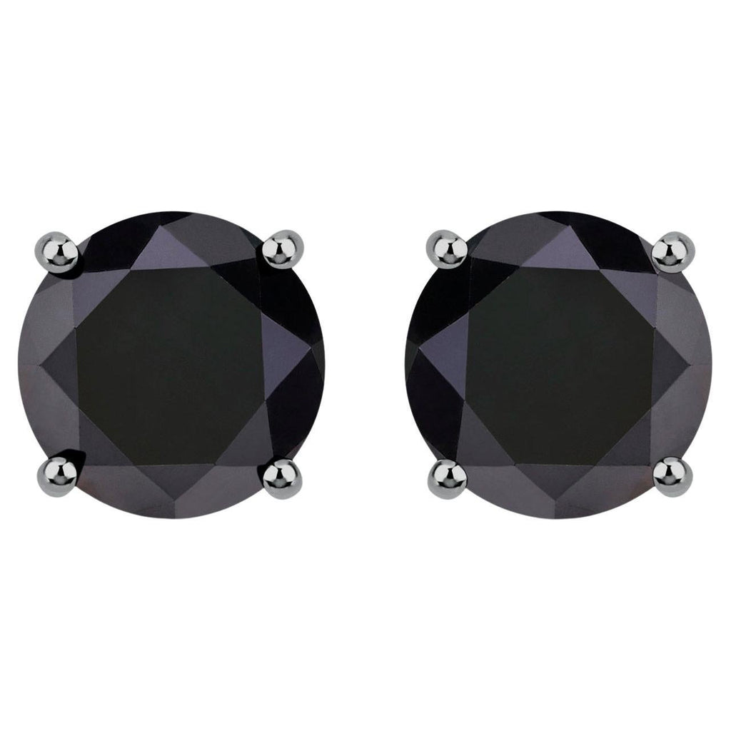 Black Diamond Earrings 3.46 Carats 14K White Gold