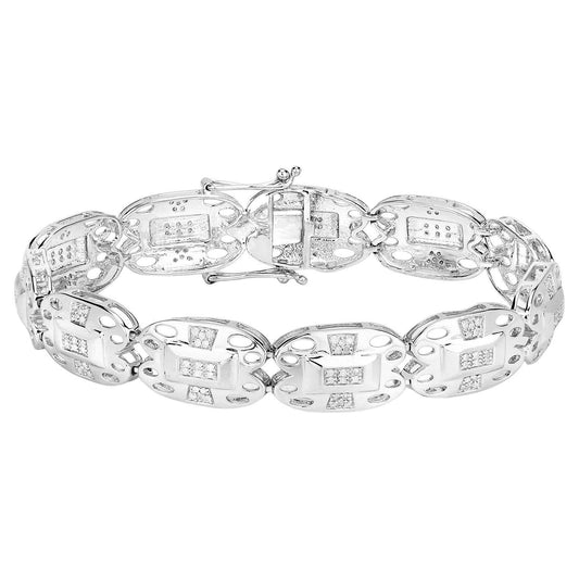 White Diamond Bracelet 14K White Gold Plated Sterling Silver