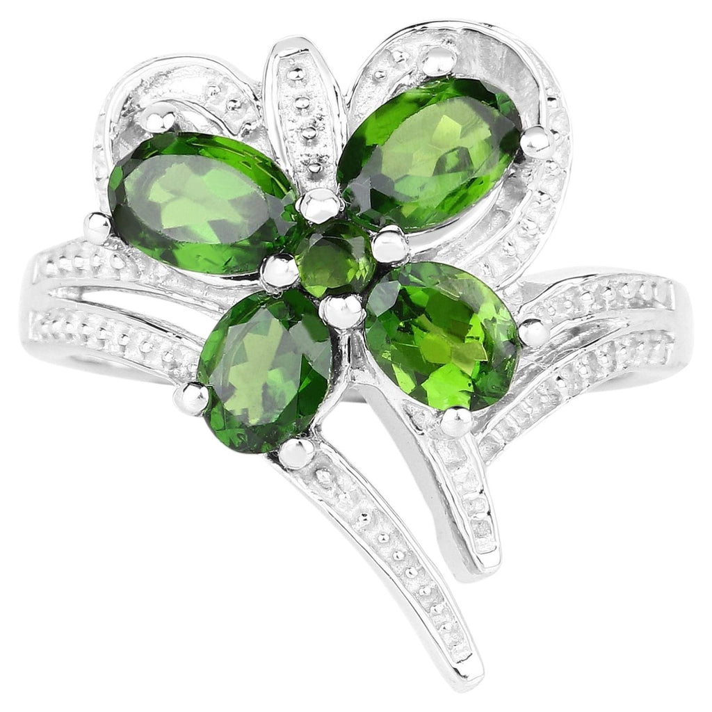 Chrome Diopside Butterfly Ring 1.58 Carats Sterling Silver
