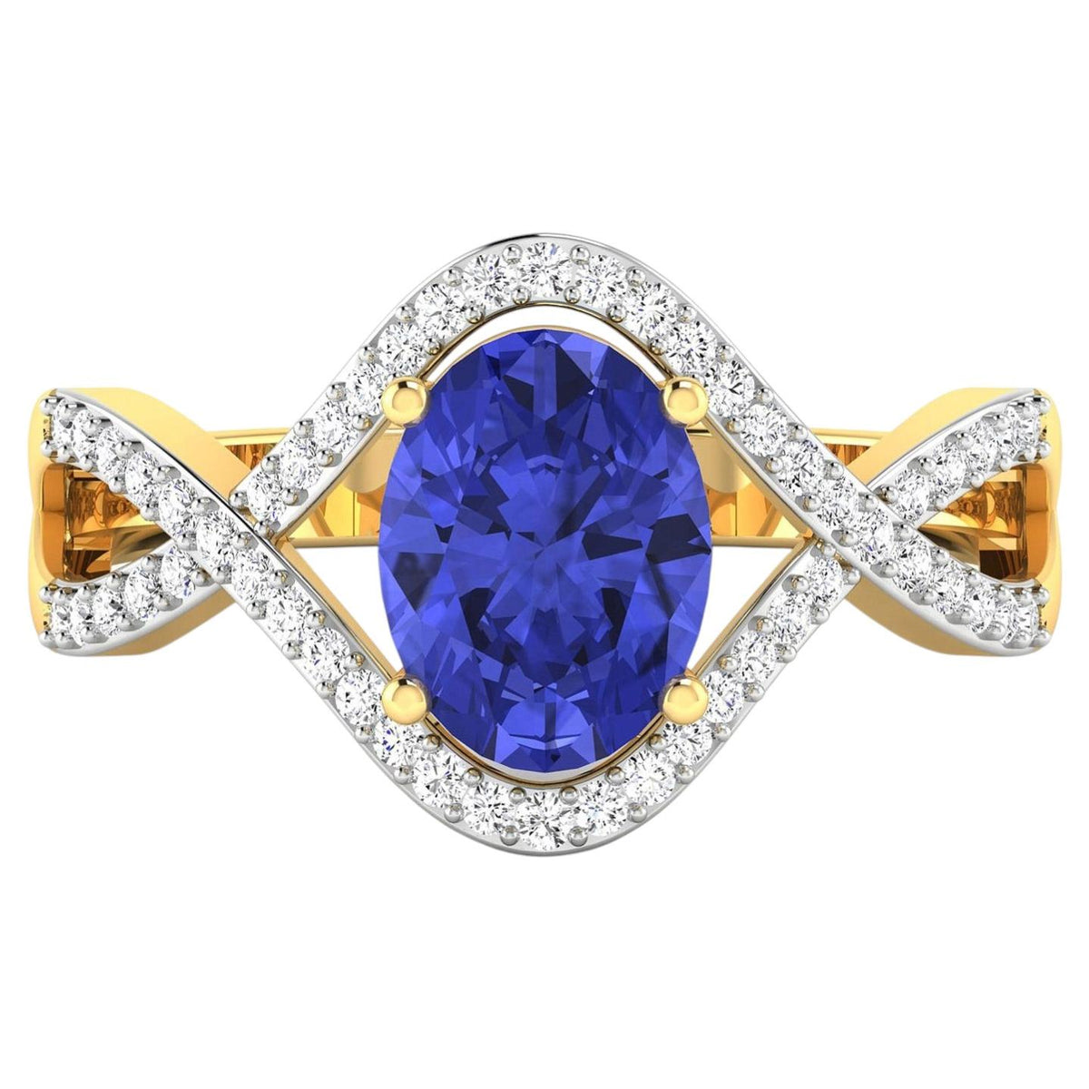 Tanzanite Ring With Diamonds 1.3 Carats 14K Yellow Gold